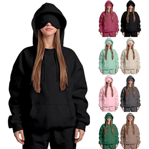 Sweat-shirt personnalisé épais pour le voyage en avion, en polaire brossée douce, avec masque pour les yeux intégré, confortable - Product Image 6