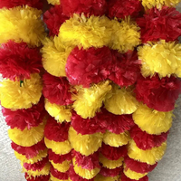 Karangan Bunga Marigold Diwali Panjang dari Plastik, Bunga Buatan Tangan India untuk Pooja, Pernikahan, Wisuda, Hari Ibu, Natal, Thanksgiving