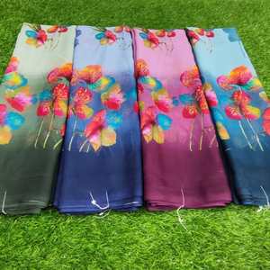 Sari de georgette de alta calidad con blusa, sari de moda ligero para fiestas, fabricante al por mayor. - Product Image 1