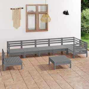 Set Lounge da Giardino Modulare Standard in Pino Grigio Massiccio - Arredamento Premium per Patio - Product Image 1