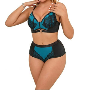 Lingerie Sexy Bleue 2026 – Sous-vêtements Érotiques Fantaisie Sculptants en Maille Transparente et Dos Nu pour Femme - Product Image 4