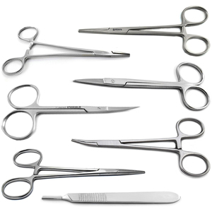 Kit de chirurgie mineure manuel MEDSPO en acier inoxydable 7 pièces, instruments chirurgicaux réutilisables pour utilisation en salle d'opération hospitalière - Aiguille - Product Image 1