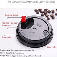 Couvercle de tasse moulé par injection en PP de qualité alimentaire, durable et personnalisé, avec bouchon intégré, jetable, anti-fuite, pour café et jus