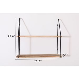 Mensola Galleggiante Rustica da Parete Gardenia in Legno con Staffe Metalliche, Espositore Decorativo per Trofei e Foto - Product Image 3