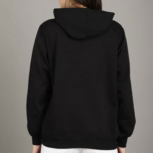 Sweat-shirt à capuche noir pour femme avec imprimé sourire, en coton, décontracté, avec logo sur le devant, poches, coupe classique, pour l'automne - Product Image 5