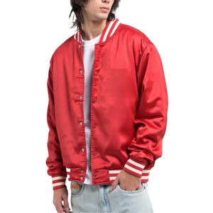 Blouson universitaire en satin polyester brillant coupe-vent 2026 avec patch brodé personnalisé – Blousons bomber en satin pour l'extérieur - Product Image 4