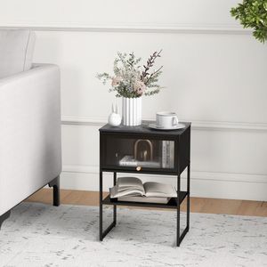 Comodino Moderno con Ripiano Contenitore a Ribalta in MDF per Camera da Letto - Product Image 6