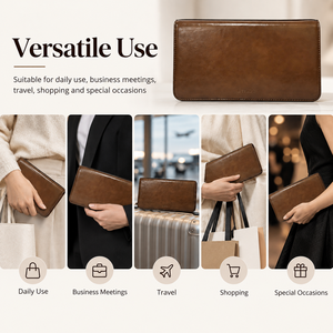 Genuine Leather Long <b>Wallet</b> <b>Women</b> Zipper Clutch Large Capacity Fashion Daily Use - Product Image 4