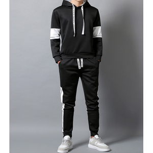 Men's White Hooded 2 1 Tracksuit Set Full Sleeve <b>Black</b> <b>Pants</b> Letter Print Breathable Casual Wear Winter Sporty Design 100% - Product Image 3