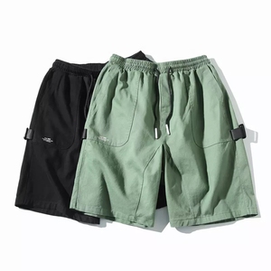 Men's Black Cargo Shorts Elastic Waist Drawstring Closure Breathable Quick Dry <b>Canvas</b> Bermuda Style Casual Wear Pockets Front - Product Image 3