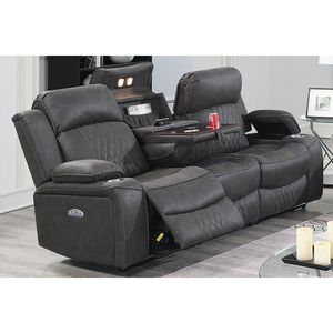 Poltrona Reclinabile Contemporanea in Similpelle Gel Color Carbone, 1 Pezzo, con Funzione Elettrica, Portabicchieri e Braccioli con Vano Portaoggetti per Arredamento Soggiorno - Product Image 5