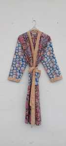 Wholesale Indian Cotton Print Kantha Quilted Kimono Style Sleepwear Handmade Maxi Gown Dress Women Bathrobe Indian Cotton Kimono - Product Image 3