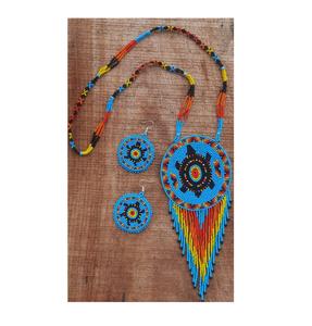 Ensemble collier et boucles d'oreilles en perles décoratives, doté d'un artisanat complexe pour des looks ethniques et contemporains. - Product Image 3