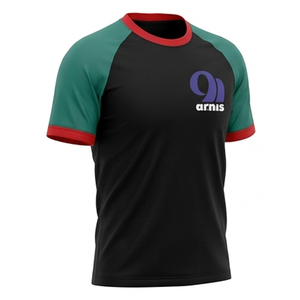Camiseta de Manga Raglán para Hombre Arnis, 100% Algodón Comprimido, 180g, Negra, Verde, Roja, Cuello Redondo, Corte Casual, Logotipo Estampado en la Parte Delantera - Product Image 4