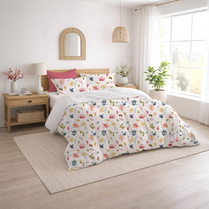 Juego de Ropa de Cama de Algodón, Funda de Edredón Suave con Fundas de Almohada a Juego, Juego de Funda de Edredón Transpirable, Cierre de Cremallera Oculta - Product Image 1