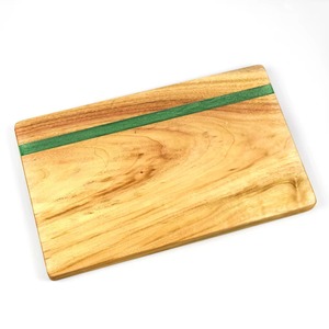 Industry Trending Wooden Chopping Board Rectangle <b>Shape</b> With Teal Resin Inlay Anti Slip Cutting <b>Block</b> - Product Image 2