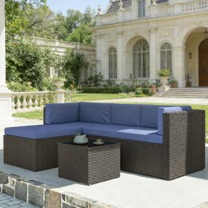 Conjunto de Muebles de Terraza de 3 Piezas en Azul Marino, Conjunto de Jardín para Exteriores - Product Image 1