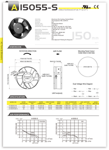 Ventilateur de refroidissement axial AC A15055-S 115V 150*172*55mm - Product Image 2