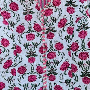 Blazer en coton brodé floral pour femme, col en V, manches trois quarts, veste matelassée faite à la main avec patchwork, été - Product Image 6