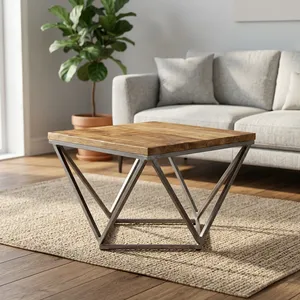 Best Quality Classy Home Furniture Wood <b>Coffee</b> <b>Table</b> Modern Square Design Metal <b>Legs</b> Living Room Furniture Wholesale Price - Product Image 5