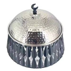 Silver Hammered Chafing <b>Dish</b> Wooden Food Warmer Hot Pot Buffet Server Catering Ware Luxury Foldable Lid Eco-Friendly Food Server - Product Image 3