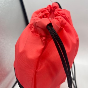 Red <b>Drawstring</b> <b>Backpack</b> With Zipper Pocket Portable Polyester Sport Bag Outdoor Use Wholesale OEM Supplies - Product Image 4