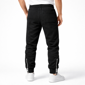 Custom Men Black <b>Jogger</b> Sweatpants Zipper Pocket <b>Slim</b> Fit Cotton Blend Streetwear Casual Track Pants with Ankle Zips Drawstring - Product Image 4