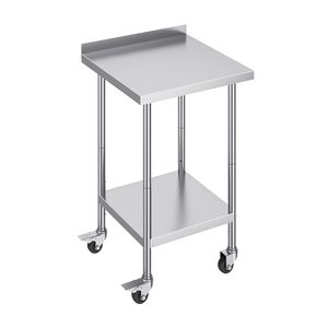 Tavolo da Lavoro Commerciale in Acciaio Inox 24x24x40 con Ruote e Design Rinforzato per Preparazione Alimenti - Product Image 6