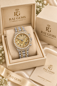 นาฬิกาข้อมือผู้ชาย Raj Gems Luxe Fashion Moissanite สแตนเลสสตีล โครโนกราฟ ควอตซ์ หน้าปัด 41 มม. แบบอนาล็อก พร้อมตัวล็อคแบบ Deployment Clasp - Product Image 2