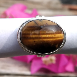 Natural <b>Tiger</b> <b>Eye</b> Stone <b>Ring</b> Handmade 925 Silver Gemstone Jewelry <b>Ring</b> For Her/Him - Product Image 3