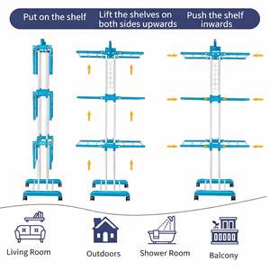 Tendedero Plegable con Ruedas, de 3 Niveles, Resistente, de Acero Inoxidable, Tendedero de Ropa de Gran Tamaño - Product Image 6