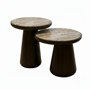 ชุดโต๊ะข้างแบบซ้อนกันได้ พร้อมฐานไม้ทรงเรียวและท็อปหินอ่อน สำหรับการสั่งซื้อจำนวนมาก - Product Image 3