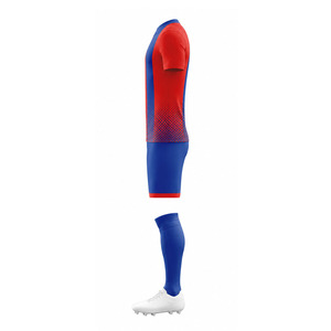 Conjunto de camiseta de fútbol sublimada roja y azul para hombre, manga corta, uniforme ajustado que absorbe la humedad, kit de fútbol, uniformes de fútbol femenino - Product Image 5