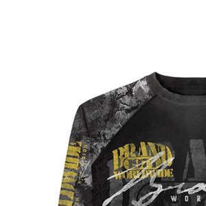 Brand Men's Long Sleeve <b>Raglan</b> <b>T</b>-<b>Shirt</b> Sublimation Print Street Style O-Neck Regular Fit Black Yellow Pattern - Product Image 3