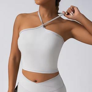 Ensemble de sport 2 pièces pour femme, nouveau, personnalisé, vente en gros, soutien-gorge de sport sexy à bretelles et short push-up, taille élastique unie, pour gym, yoga et fitness - Product Image 4