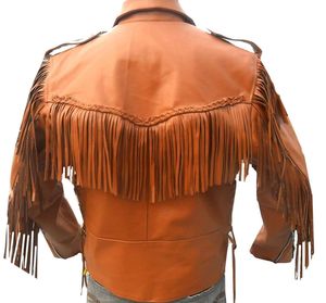 Veste en cuir rustique style western pour homme, marron, en peau de daim, avec franges, à lacets, vêtements de ranch pour l'extérieur, vestes personnalisées pour homme - Product Image 3