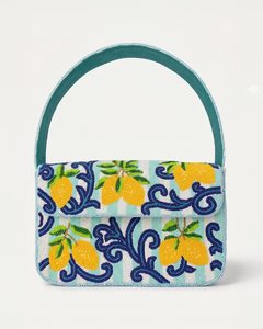 Sac à bandoulière perlé, Sac citron, Sac Côte Amalfi, Sac à main thème italien, Sac d'été, Sacs imprimés citron, Sac artisanal perlé - Product Image 2