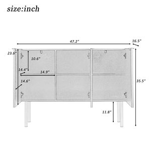 Credenza Moderna e Lussuosa per Soggiorno, Mobile in MDF con Gambe in Metallo Dorato, Ripiani Regolabili e Maniglie Incluse - Product Image 3