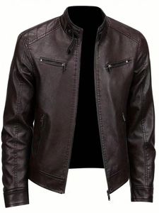 Blouson Bomber en Cuir Véritable pour Homme, Col Rabattu, Fermeture Éclair, Style Décontracté, Respirant, Coupe-Vent, Vêtement d'Hiver - Product Image 4
