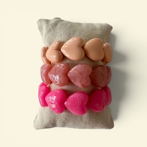 Bracelet en résine en forme de cœur, élastique, couleur unie, perles tridimensionnelles, bijoux pour femmes, cadeau, artisanat en résine - Product Image 5