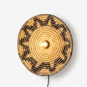 Zig Zag Seagrass Wall <b>Light</b> Plug-in Woven Seagrass Wall <b>Sconce</b> Natural Fiber Dish Boho Woven Wall Plate for Bedroom Living Room - Product Image 1