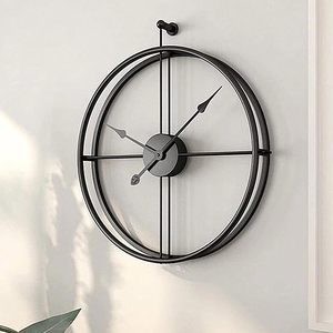 Double Ring Metal Analog Wall <b>Clock</b>, 24 Inch, <b>Black</b> - Product Image 5