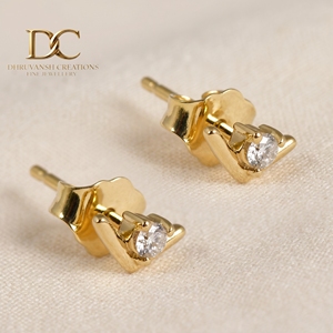 ต่างหูเพชรทรงกลม 14KT ทองคำแท้สีเหลือง  เพชรเพาะเลี้ยงในห้องปฏิบัติการ รับรองโดย IGI ดีไซน์เรียบหรู ทันสมัย เหมาะเป็นของขวัญในทุกๆ วัน เครื่องประดับคุณภาพสูง - Product Image 3