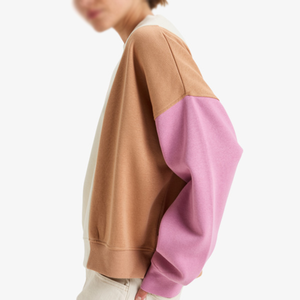 Color Block Crew Neck Cropped Sweatshirt Casual <b>Long</b> <b>Sleeve</b> Pullover <b>Top</b> Custom Apparel Manufacturer Wholesale Clothing - Product Image 3