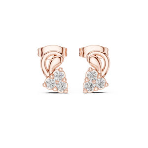 Boucles d'oreilles de fiançailles en or blanc 14 carats avec diamant rond cultivé en laboratoire pour femmes |   Nouveau diamant cultivé - Product Image 2