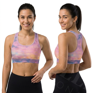 Soutien-gorge de sport à maintien moyen, design tie-dye personnalisé, dos nageur, respirant, pour yoga, gym, fitness, entraînement, confort et maintien - Product Image 3