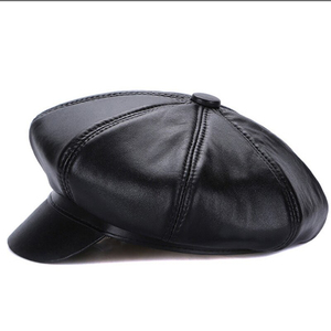 Béret en cuir noir unisexe, ajustable, style décontracté, à porter en toutes saisons - Product Image 5