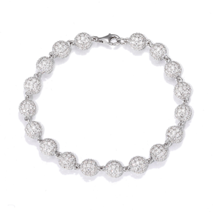 Round Cluster Moissanite Diamond <b>Bracelet</b> 925 Silver Iced Out <b>Ball</b> Link Chain Luxury Jewelry for Men Women Gift - Product Image 6