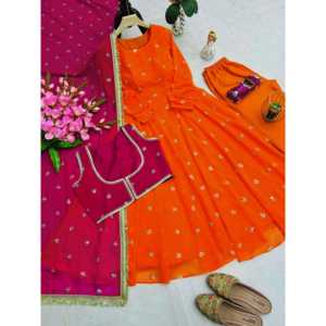 Vestido de Noche Elegante Sai Creation, Vestido de Fiesta en Color Naranja, Talla M, con Bordado y Lentejuelas - Product Image 5