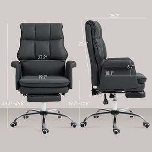 Sedia da Ufficio Girevole Ergonomica con Poggiapiedi, Altezza Regolabile, Reclinabile, Base in Nylon Nero per il Massimo Comfort - Product Image 3